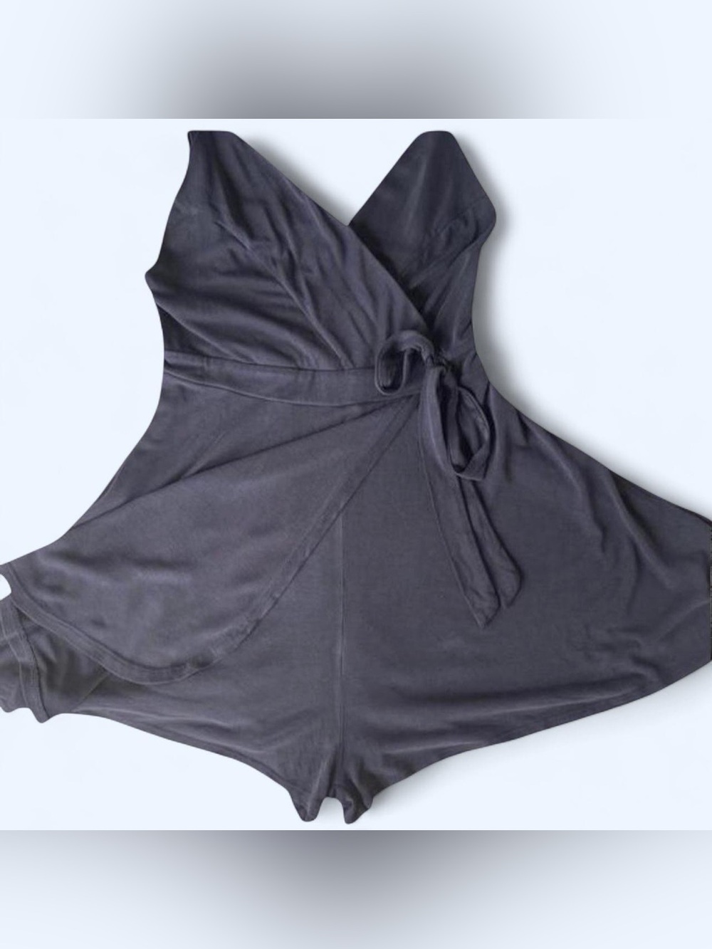 Kimchi Blue Veruca Skorted Wrap-Front Romper Charcoal Grey sz Small